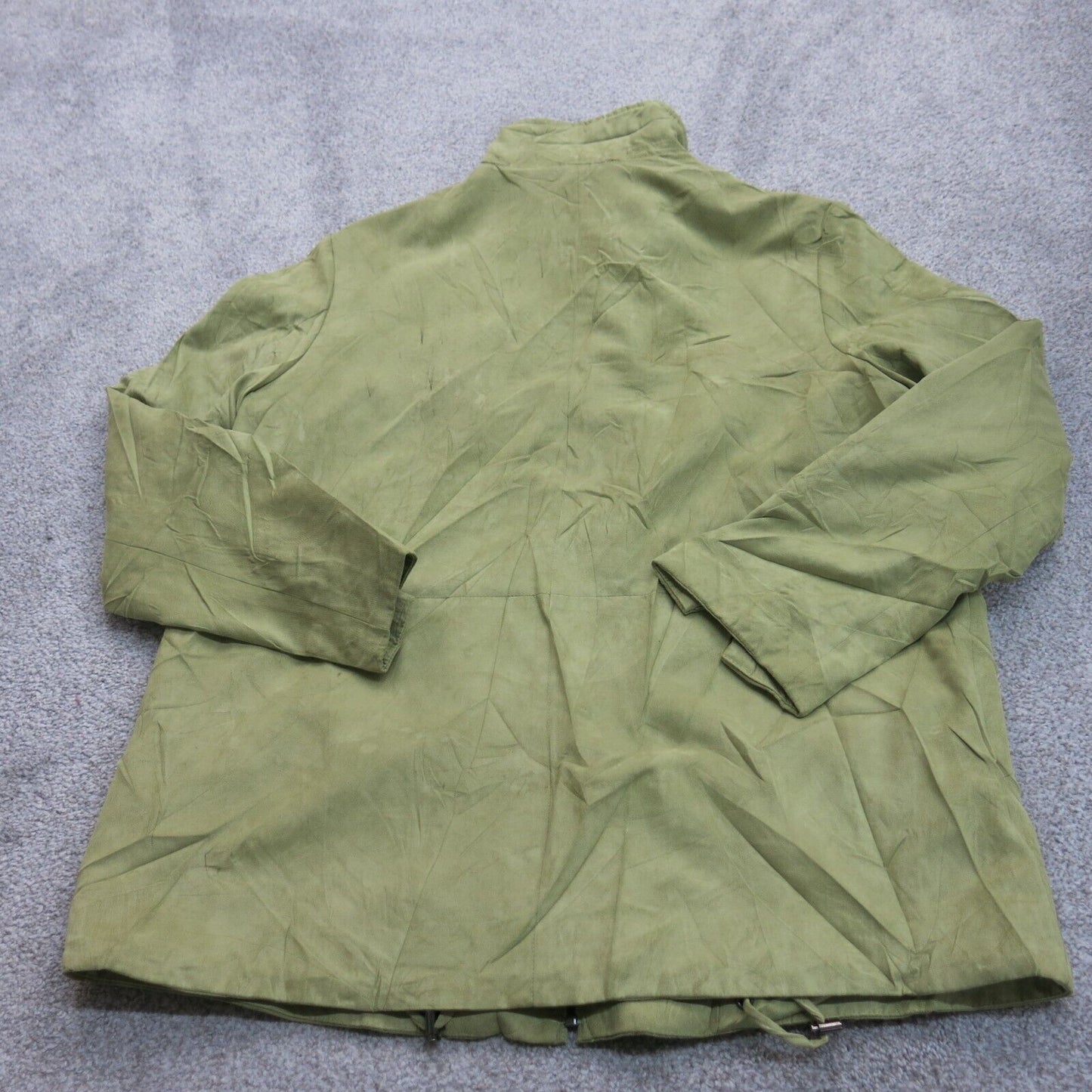 London Fog Womens Jacket Full Zip Up Mock Neck Pockets Solid Green Size XL R