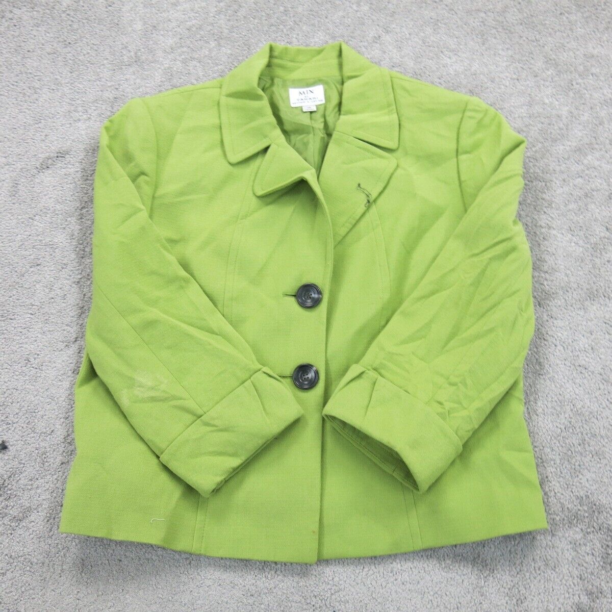 Tahari Womens Blazer Coat Single Breasted 3/4 Sleeve Pockets Green Size 12