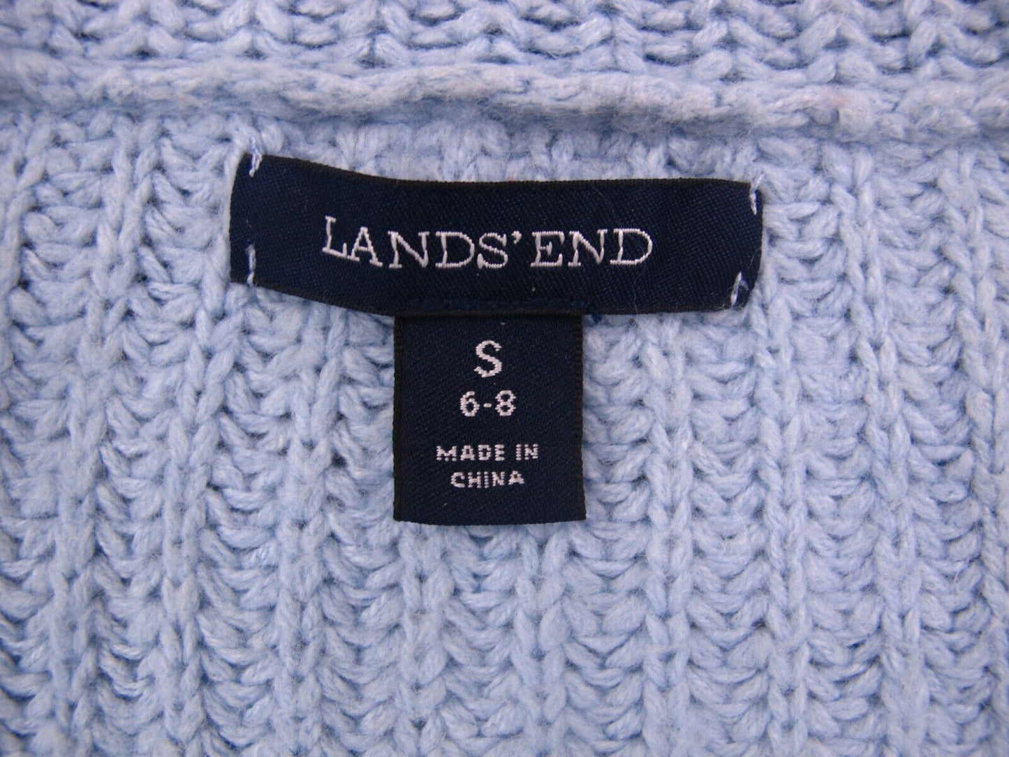 Lands End Womens Sweater Jacket Double Breasted Long Sleeves Blue Size S 6-8