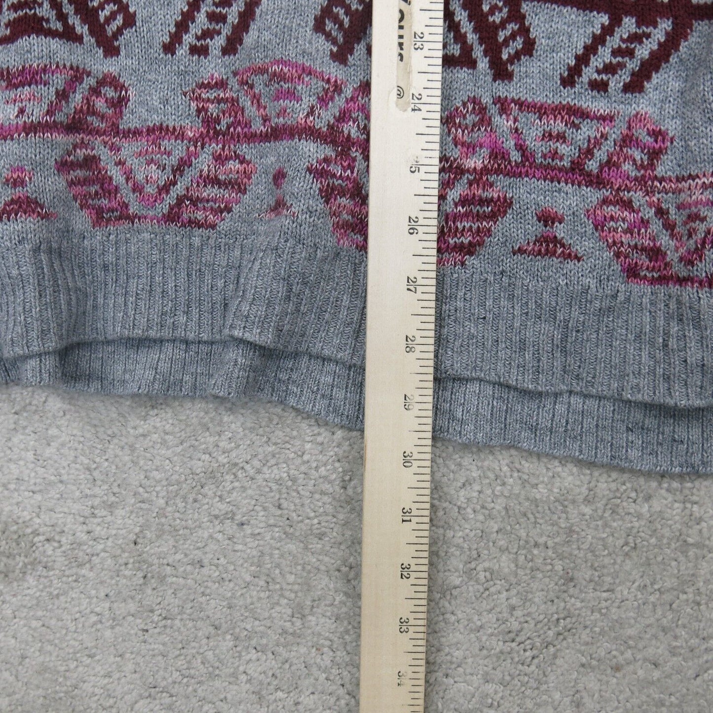 American Eagle Womens Hoodie Sweater Long Sleeves Geometric Gray Red Size Medium