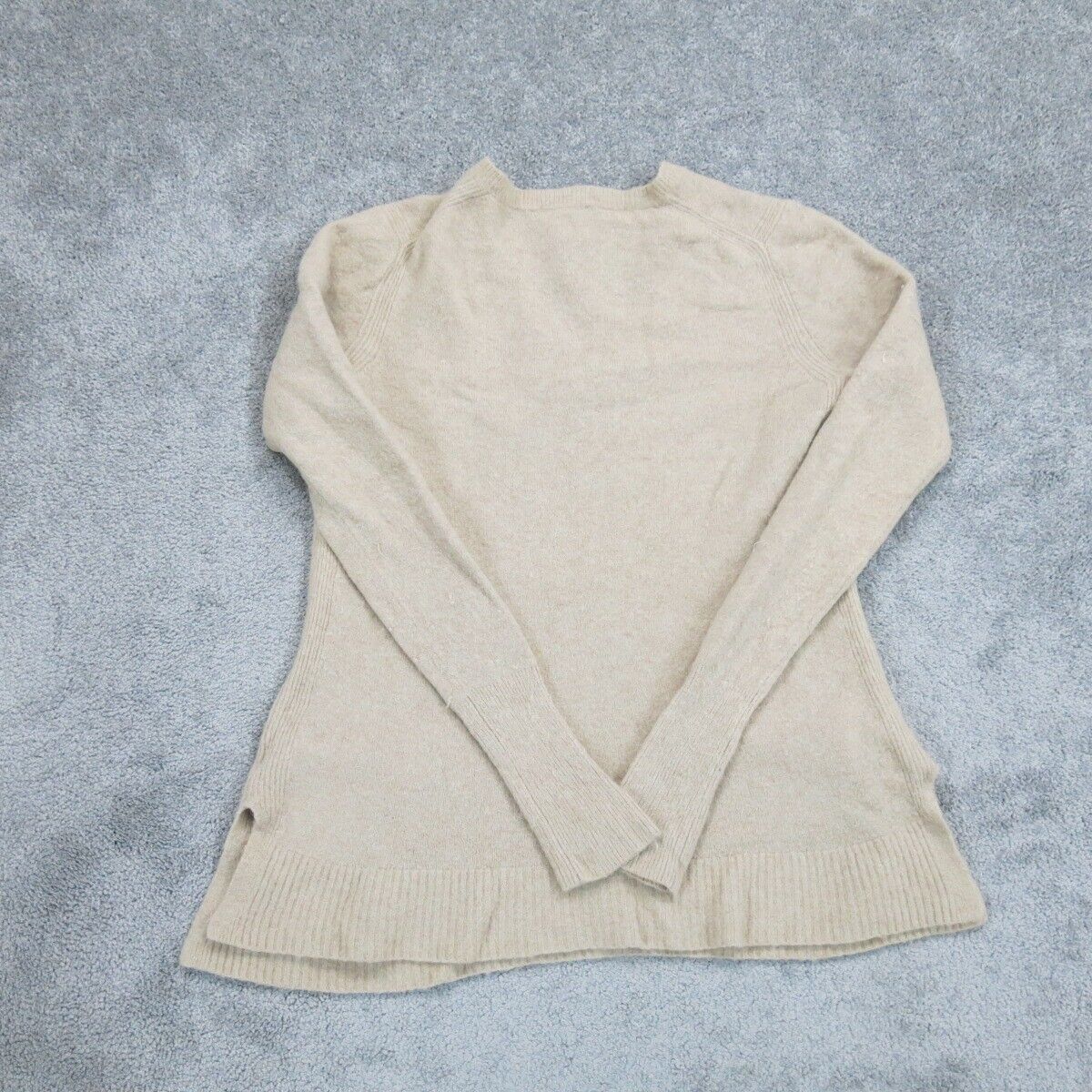 J. Crew Womens Pullover Sweater Knitted V Neck Long Sleeve Pockets Beige Size S