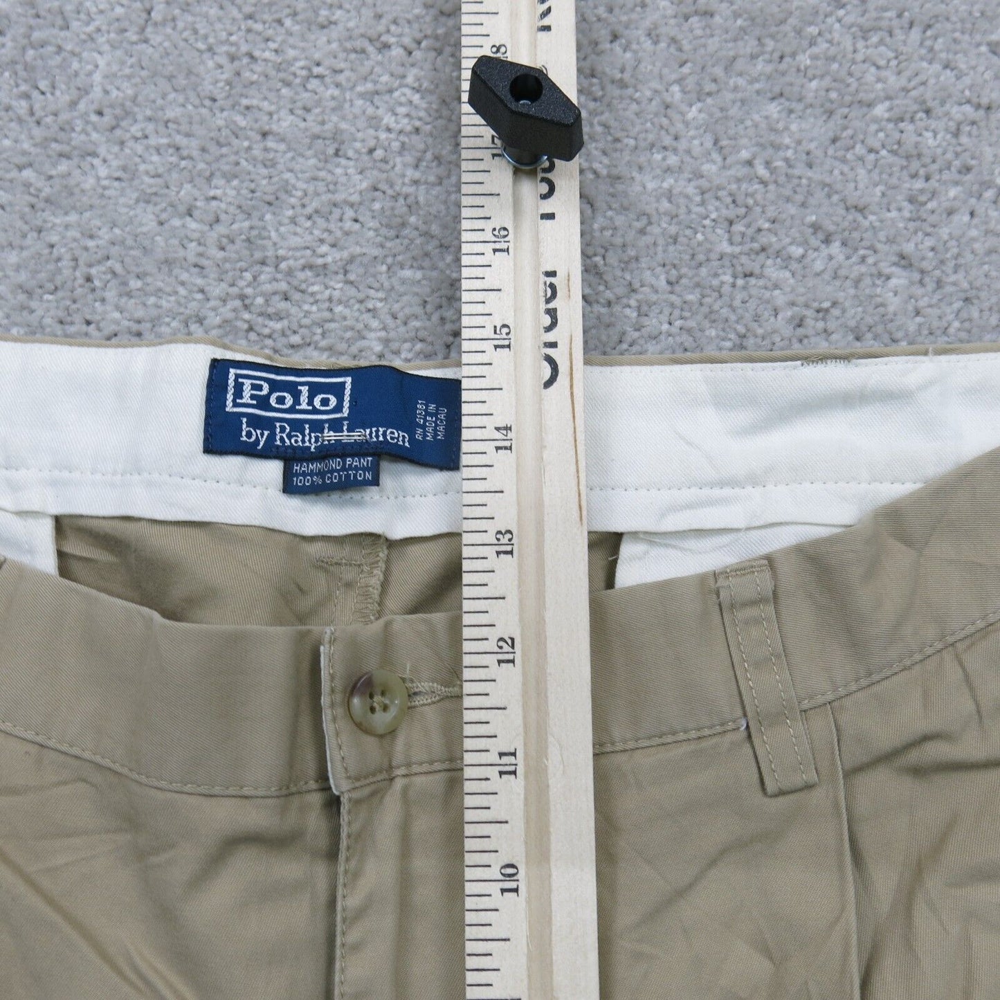 Ralph Lauren Mens Pants Chino Hammond 100% Cotton High Rise Beige Size W35