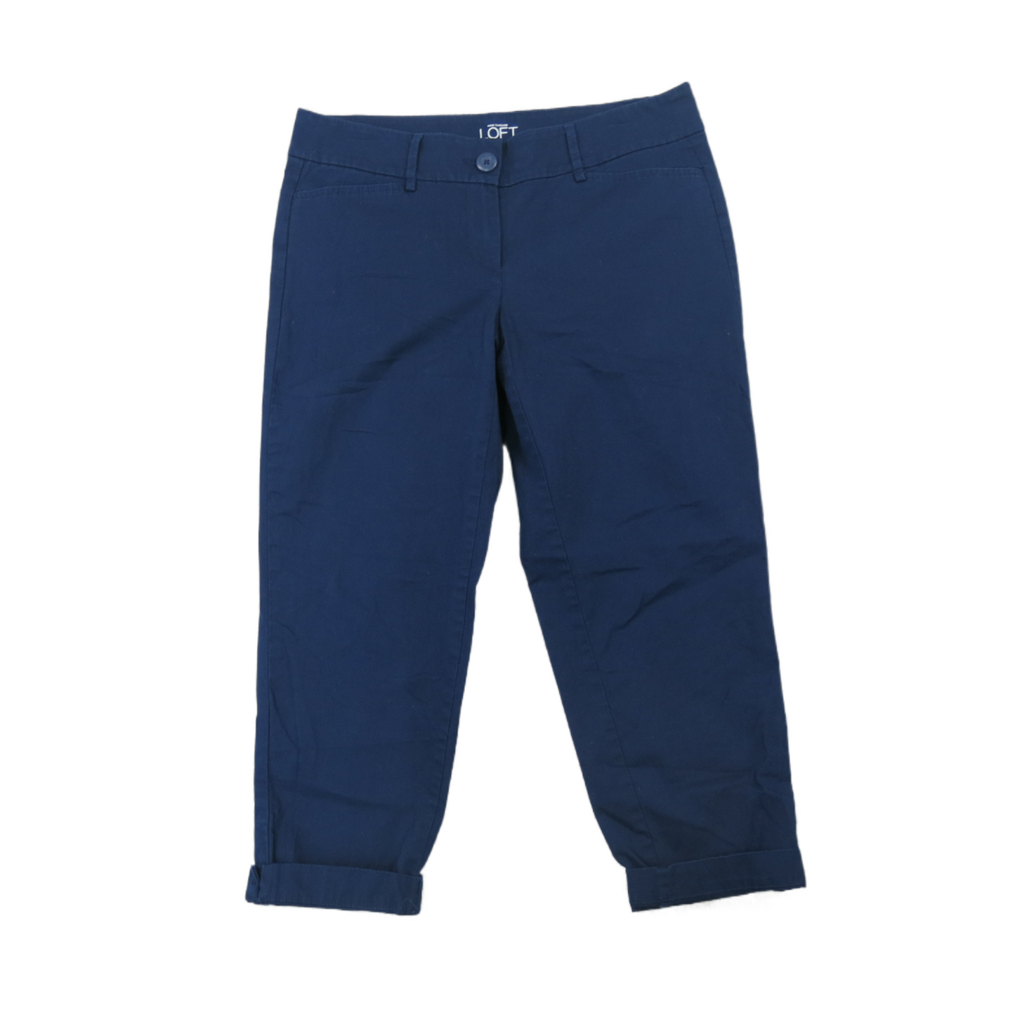 Ann Taylor Loft Womens Pant Original Crop Tapper Leg Mid Rise Pockets Blue SZ 8