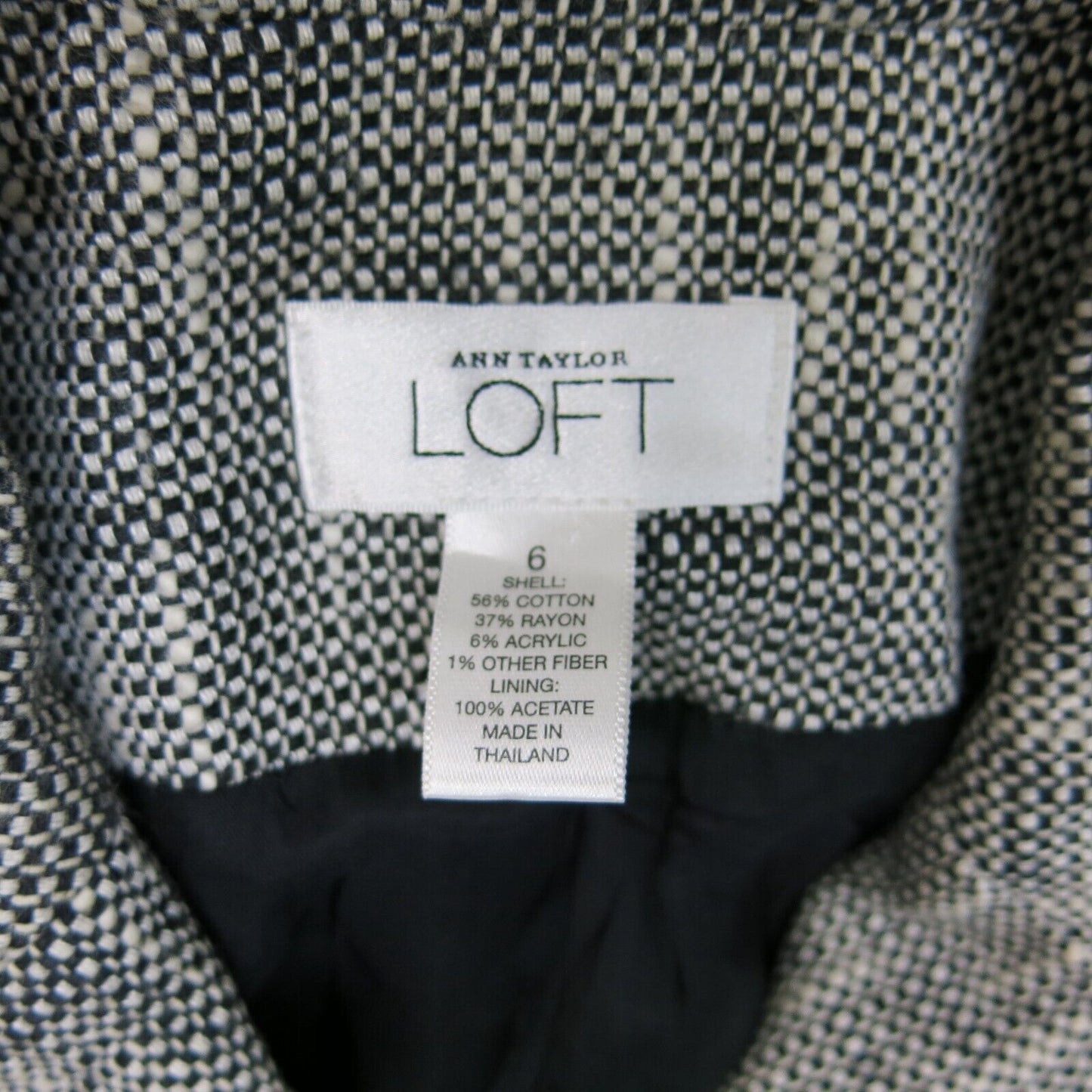 Ann Taylor Loft Womens Blazer Coat Jacket Single Breasted Gray White Size 6