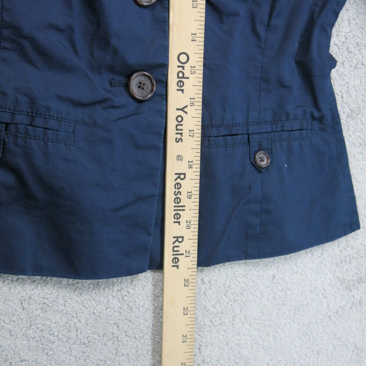 Banana Republic Womens Blazer Coat Front Button Long Sleeves Pockets Blue SZ 0P