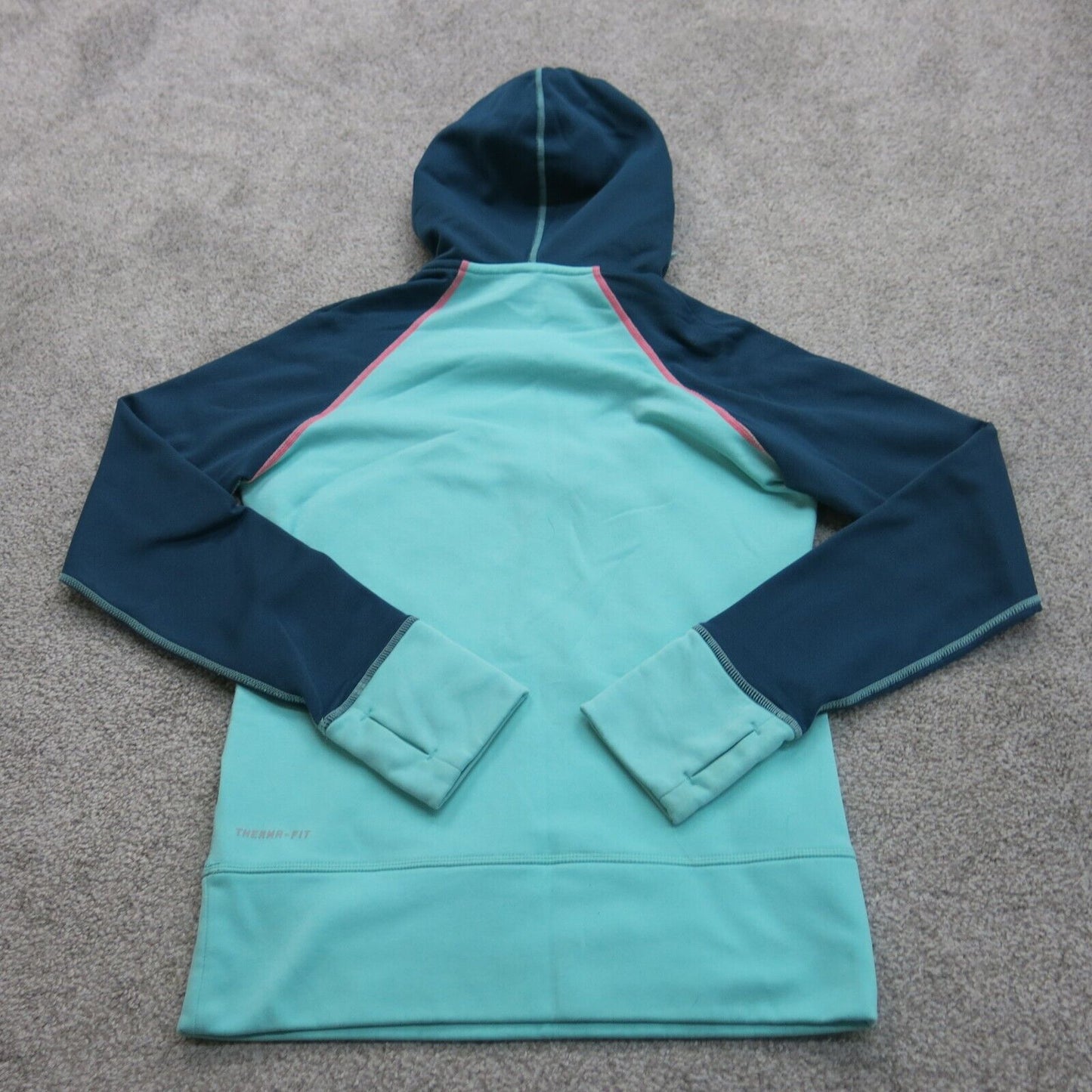 Nike Therma Fit Womens Hoodie Drawstring Pockets Long Sleeves Aqua Blue Size XS