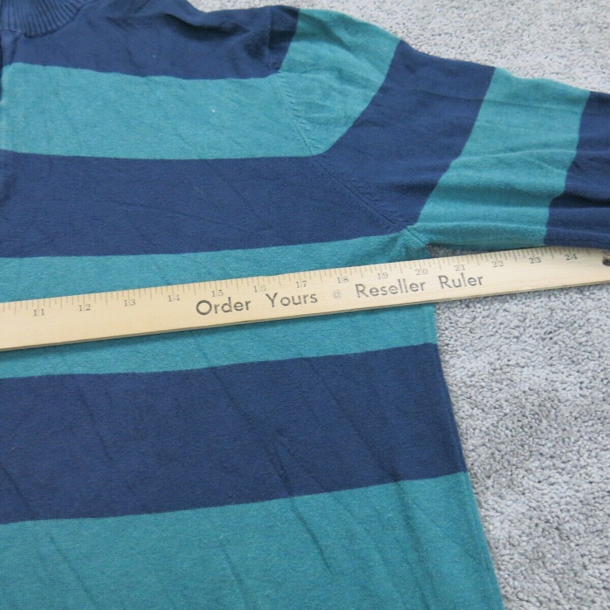Old Navy Womens Sweater 1/4 Zip Knitted Mock Neck Long Sleeves Blue Green SZ M