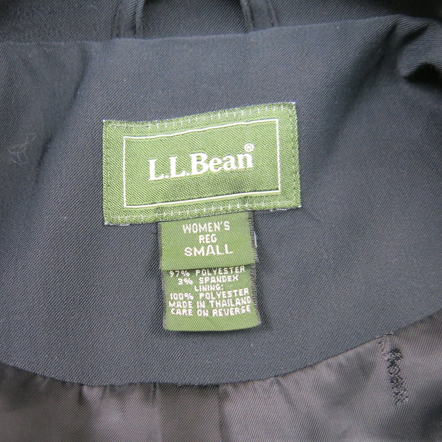 L.L Bean Womens Long Pea Coat Double Breasted Long Sleeve Black Size Small