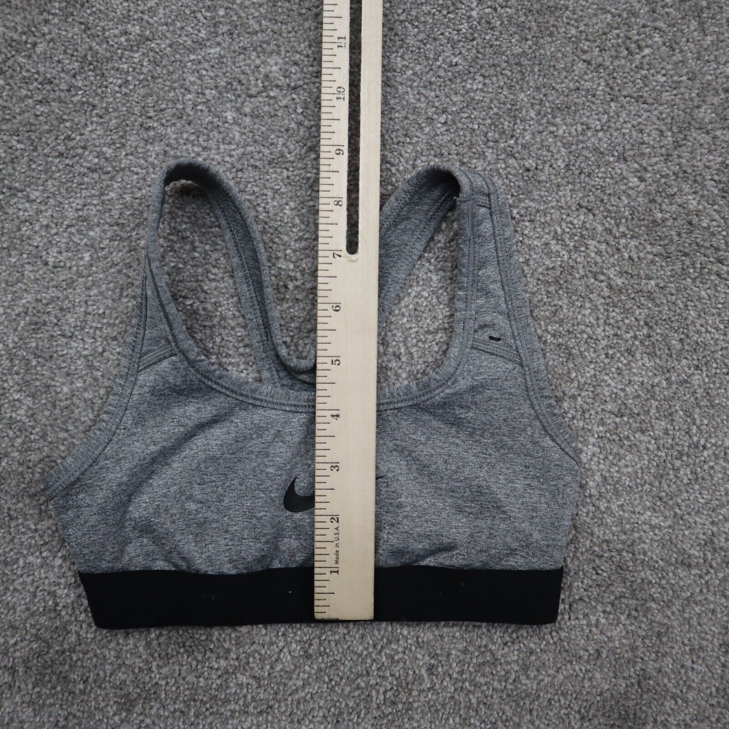 Nike  Sports Bra Womens Size XS Gray Black Solid Racerback Dri-Fit Compression