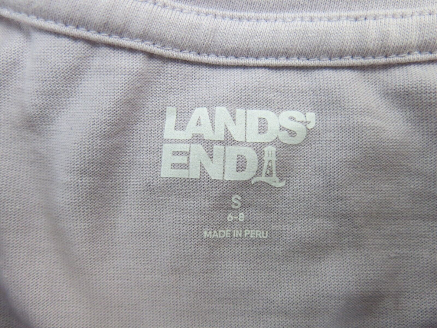 Lands End Womens Blouse Top Half Sleeves Side Slit Crew Neck Light Purple Size S