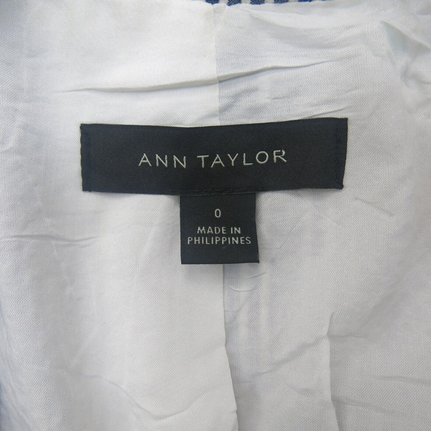 Ann Taylor Women Blazer Coat Striped Single Breasted Long Sleeve Blue White SZ 0