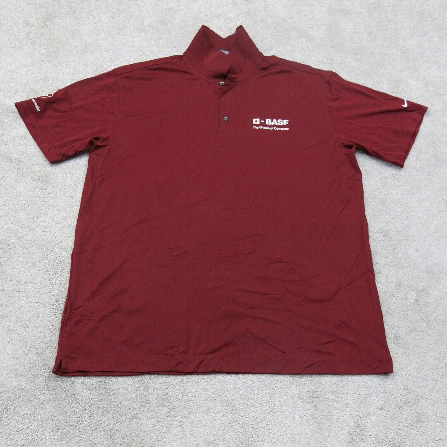 Nike Dri Fit Mens Golf Polo Shirt The Chemical Company Logo Solid Red Size XL