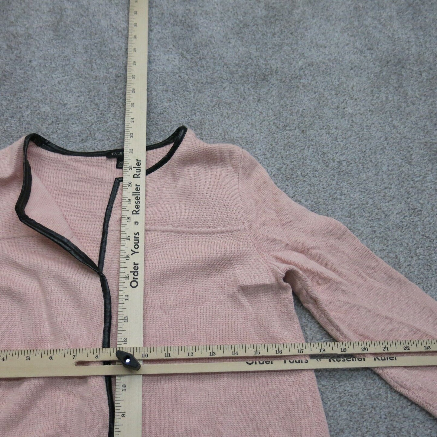 Talbots Women Cardigan Sweater Open Front Knitted Long Sleeves Pink Size X Small