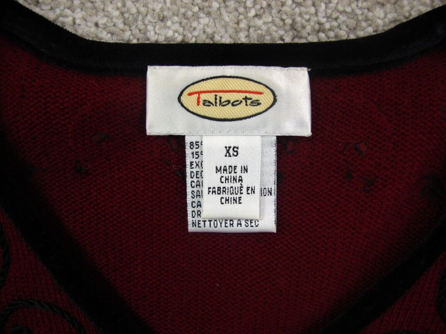 Talbots Womens Pullover Sweater Long Sleeves Embroidered V Neck Red Size XS