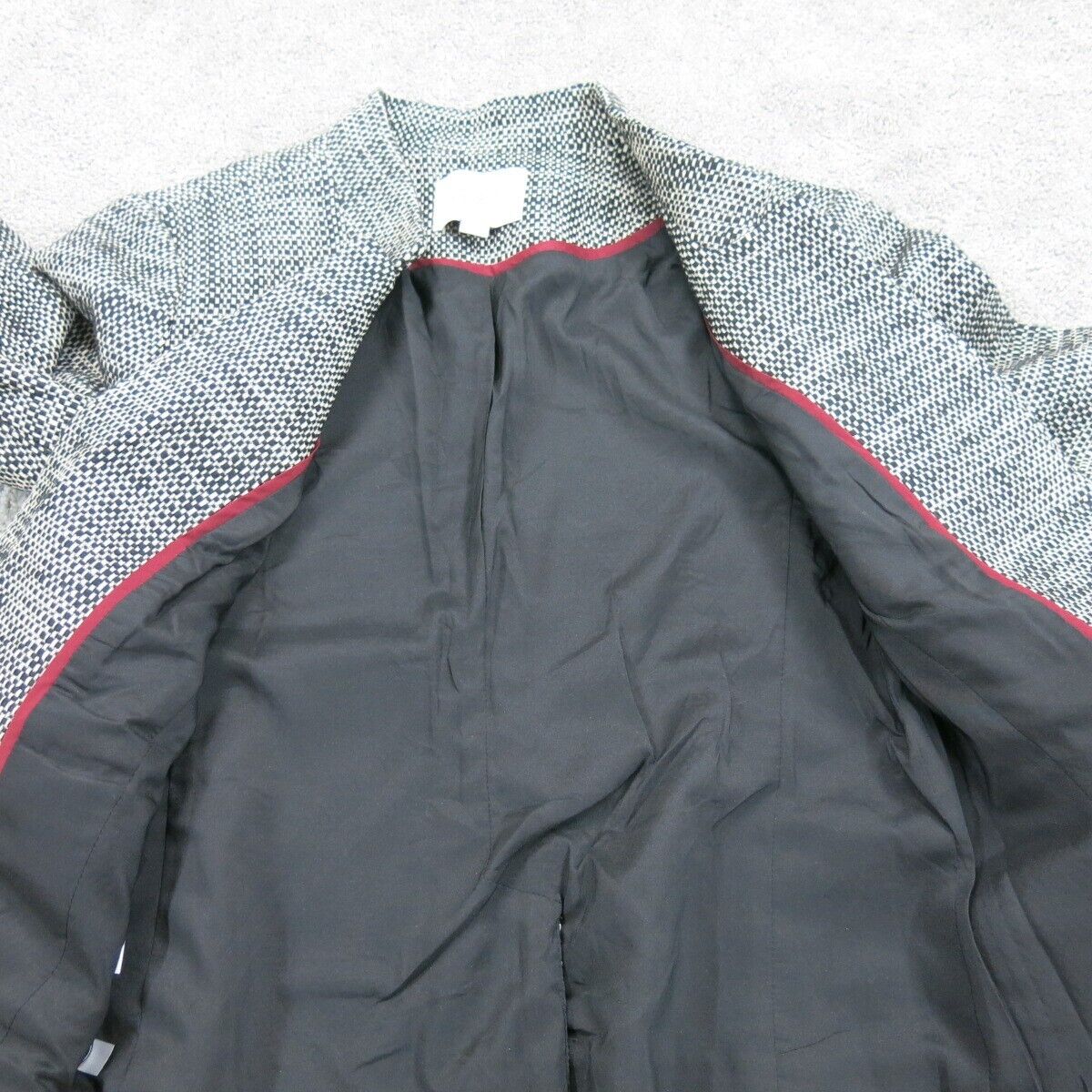 Ann Taylor Women Blazer Coat Jacket Long Sleeves Front Button White Black SZ 17