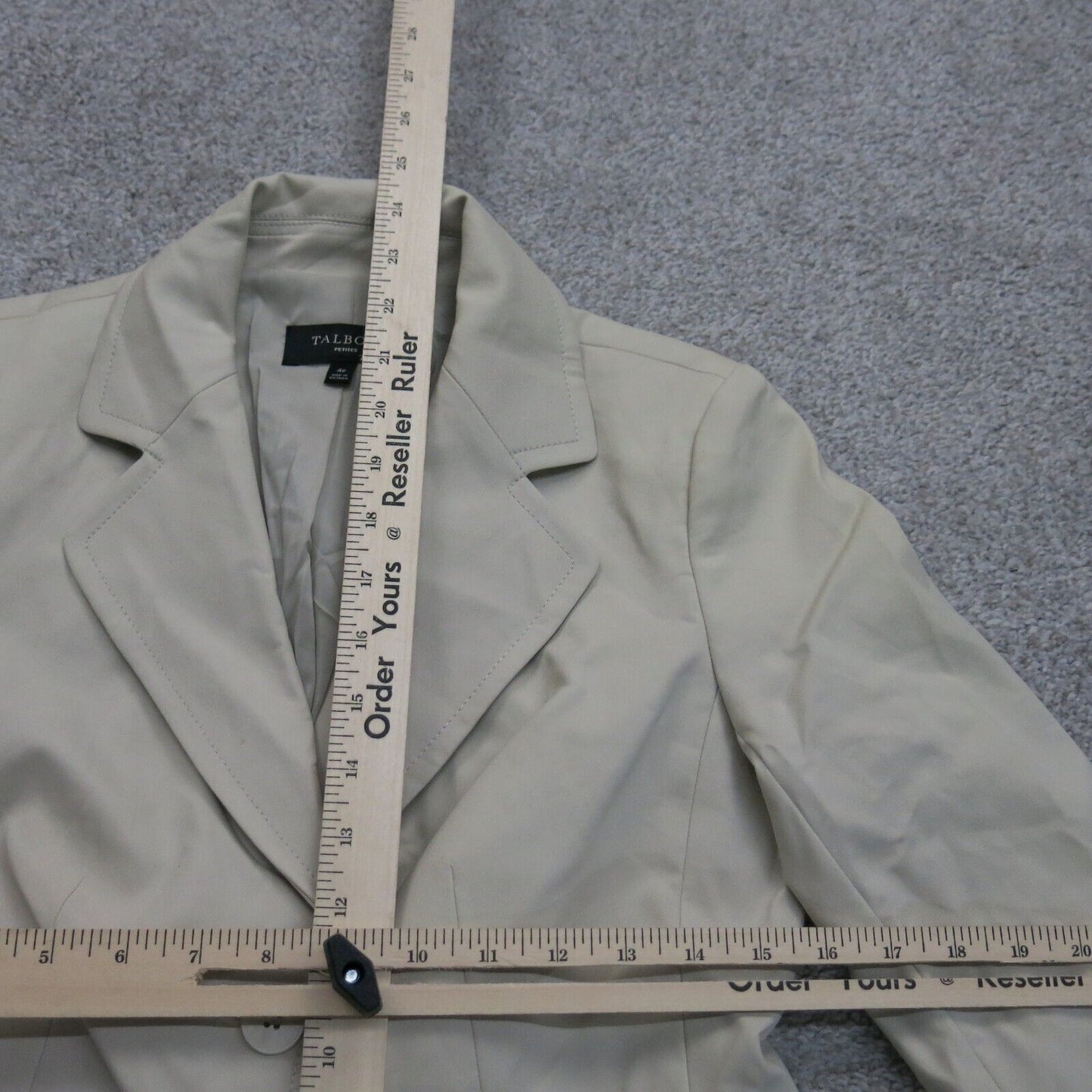 Talbots Womens Blazer Coat Single Breasted Long Sleeve Pockets Ivory Size 4P