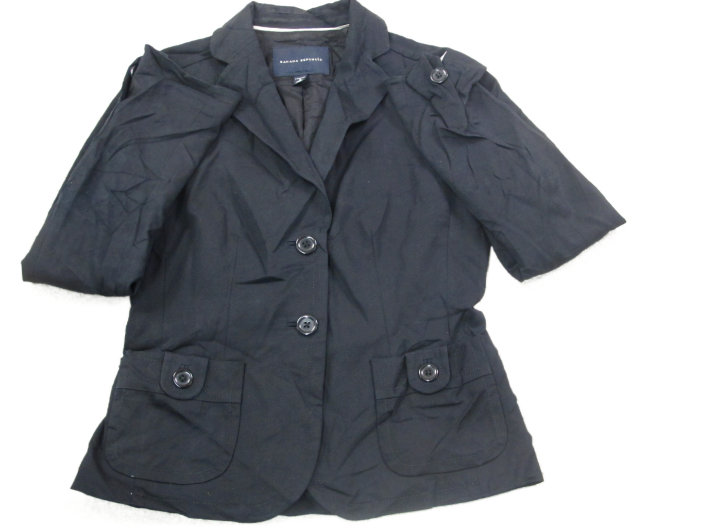 Banana Republic Women Blazer Coat Stretch Long Sleeves Front Button Black Size 0