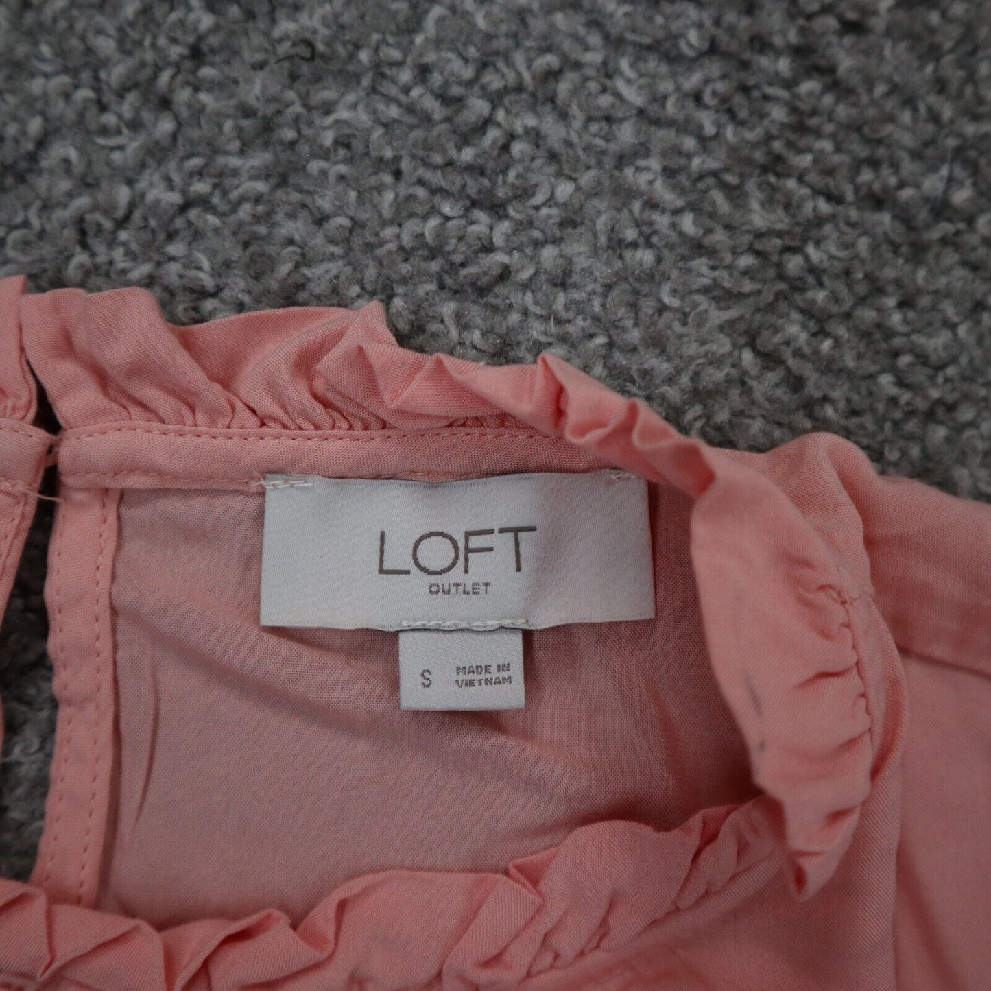 Loft Womens Casual Blouse Top Ruched Short Sleeves Round Neck Pink Size Small