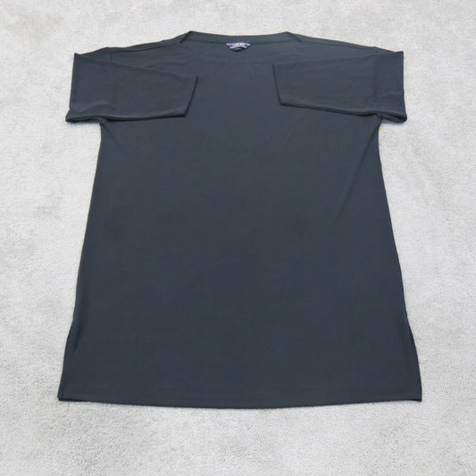 Lands End Womens Tee Shirt Top 3/4 Sleeves Round Neck Solid Black Size Large