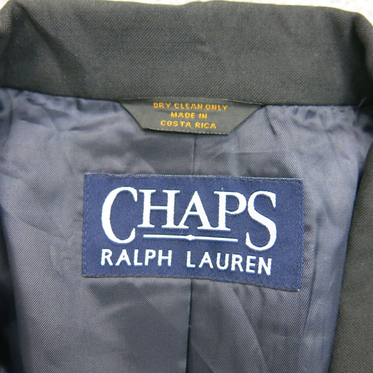 Chaps Ralph Lauren Men Blazer Coat Single Breasted Long Sleeves Black Size 46L