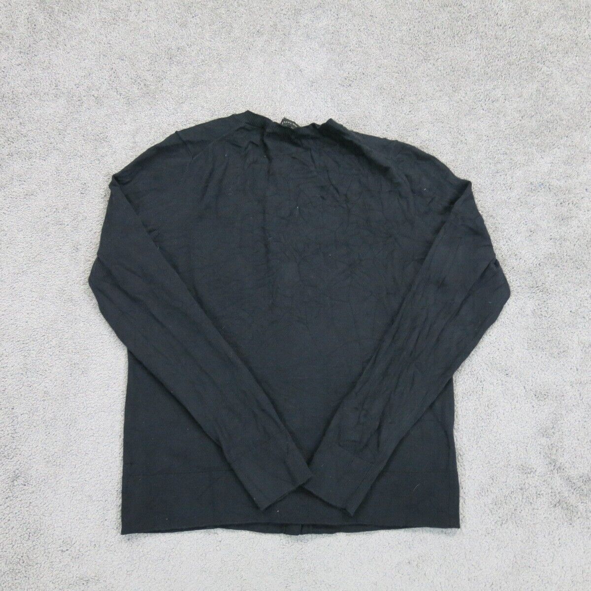 Ann Taylor Womens Cardigan Sweater Knitted Front Button Long Sleeve Black Size S