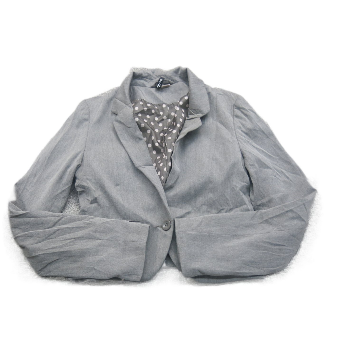 Divided H&M Womens Crop Blazer Coat Single Breasted Long Sleeve Pocket Gray SZ 6