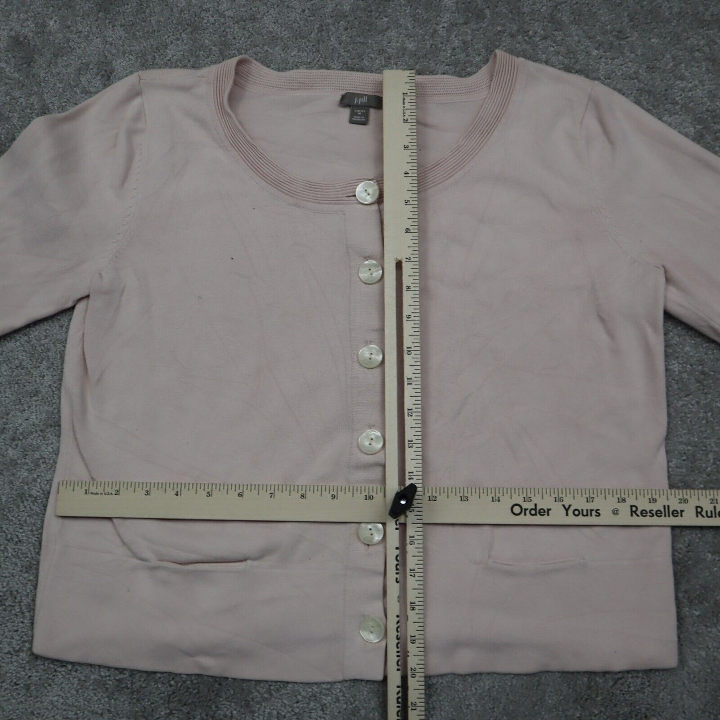 J .Jill Womens Cardigan Knitted Sweater Long Sleeves Pockets Pink Size Medium