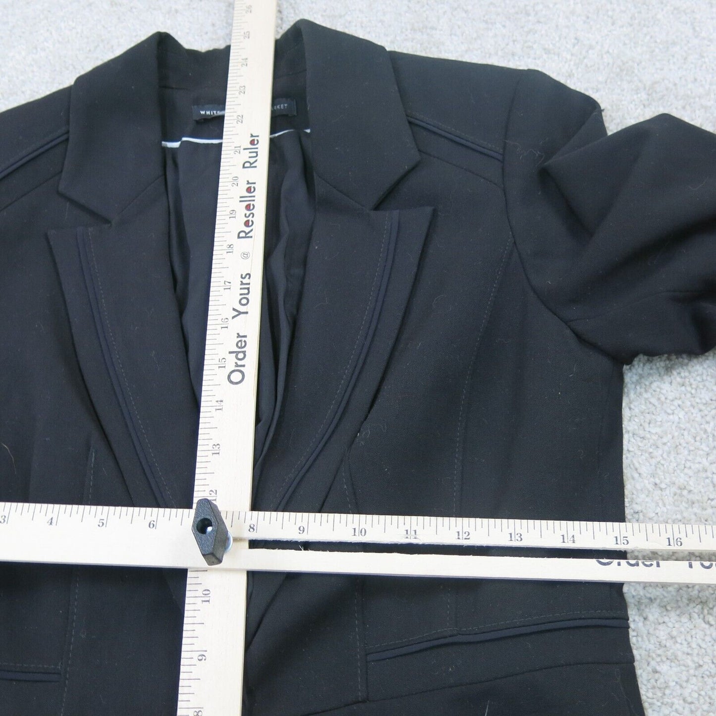 White House Black Market Womens Blazer Coat Single Breasted Pockets Black Size 4