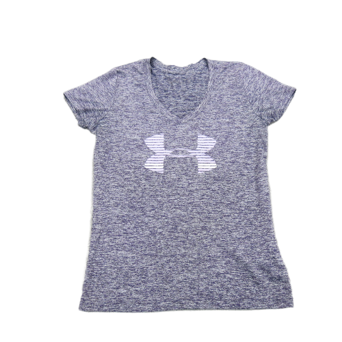 Under Armour Womens T Shirt Short Sleeve V Neck Loose  Heat Gear Gray Size XS