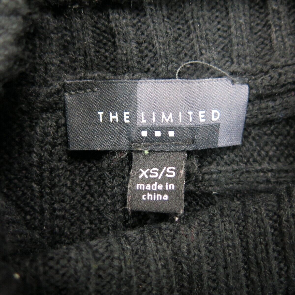 The Limited  Womens Knitted Poncho Top High Neck Raw Hem Black Size X Small
