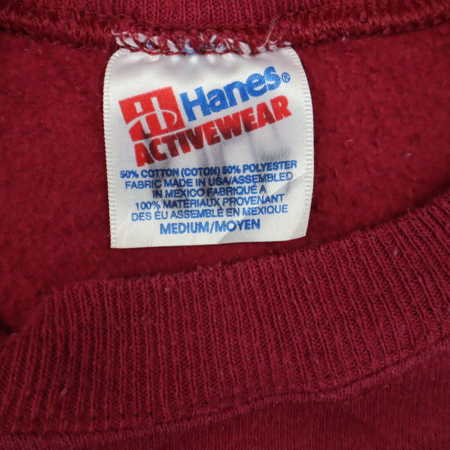 Hanes Sweatshirt Mens Size M Burgundy Cotton Heavyweight Crew Neck Graphic Print