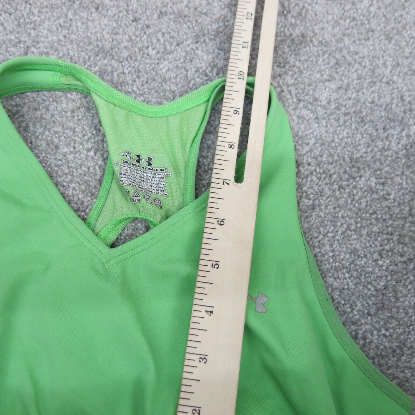 Under Armour Sports Bra Girls Size M Green Solid Activewear Bra Racerback Logo