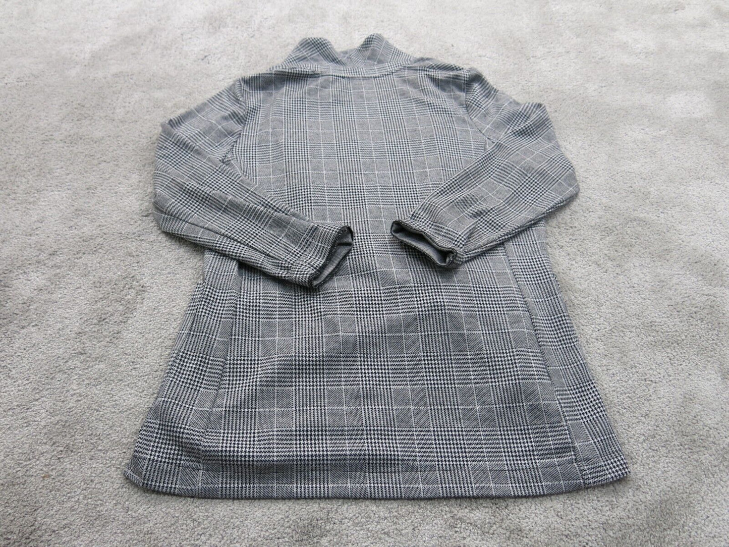 H&M Womens Tweed Blazer Coat Long Sleeve one Button Pockets Black White Size 12