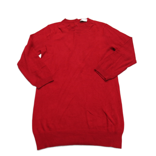 Zara Knit Womens Knitted Pullover Sweater Long Sleeve Crew Neck Red Size Small