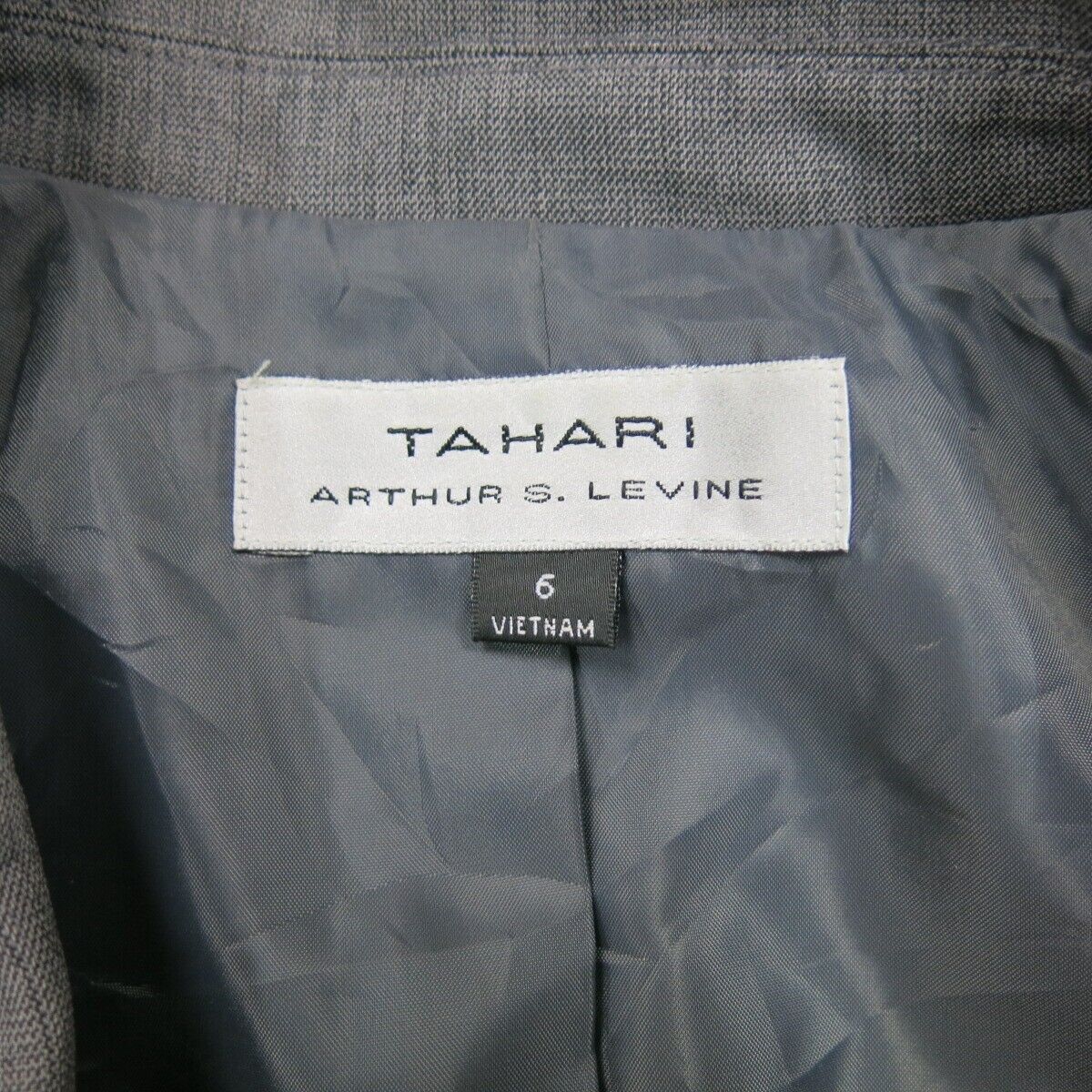 Tahari Womens Blazer Coat Long Sleeves Single Breasted Pockets Gray Size 6
