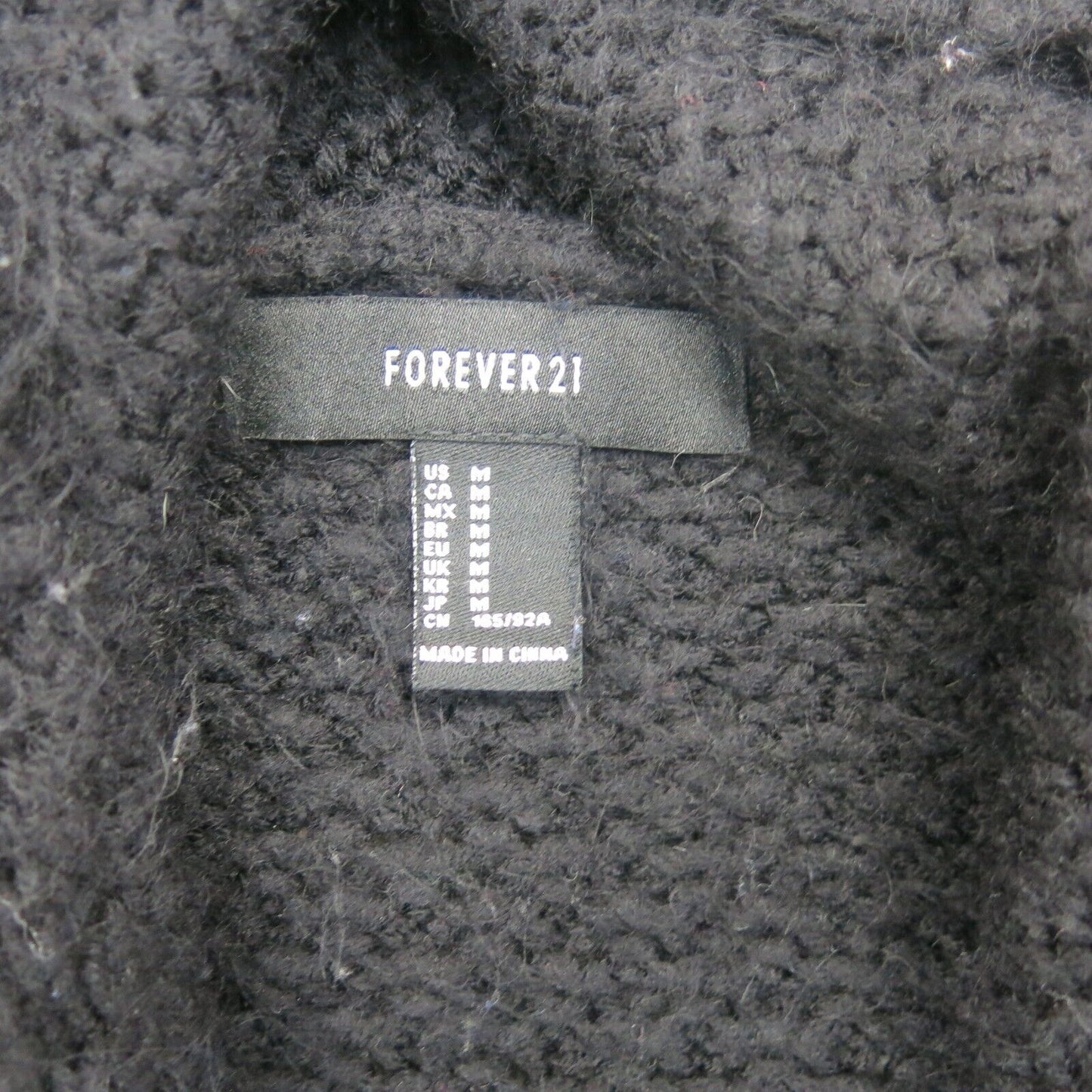 Forever 21 Womens Cardigan Sweater Open Front Long Sleeves Black Size Medium