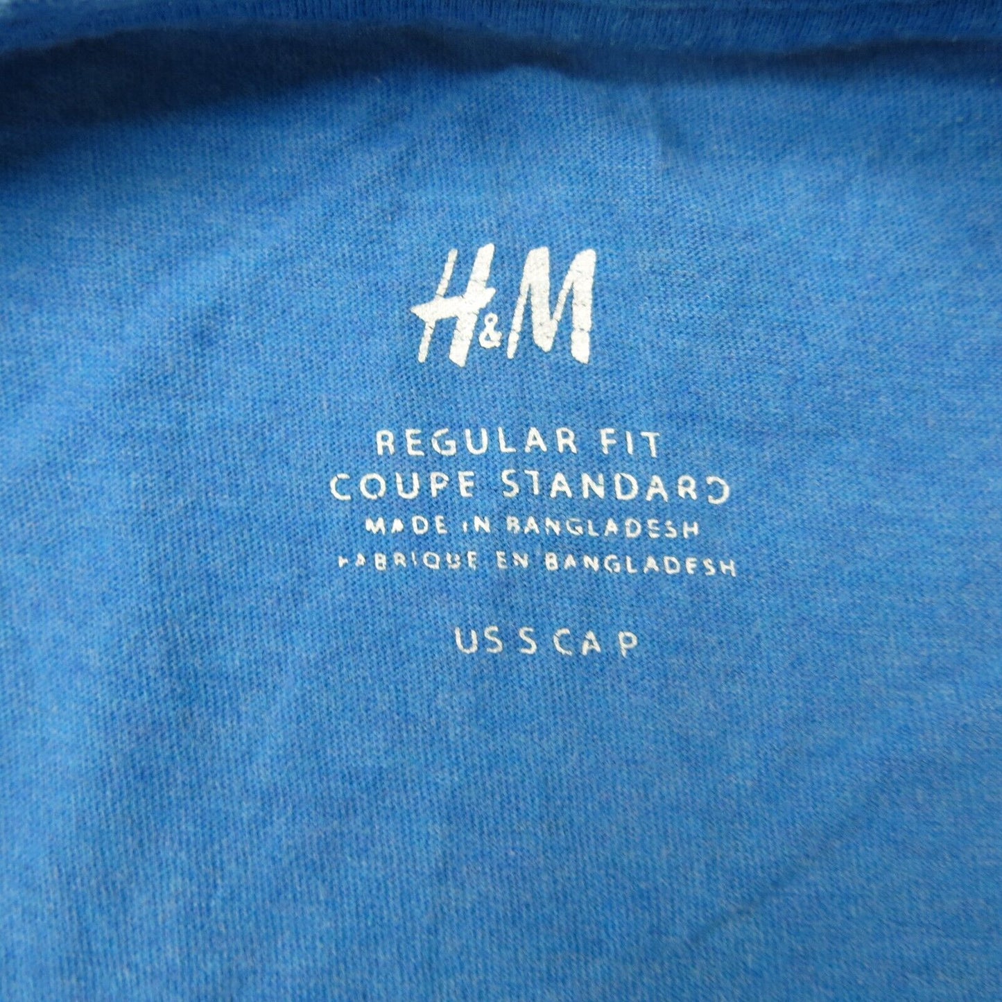 H&M Men T Shirt Short Sleeves Crew Neck Regular Fit Blue Size Small