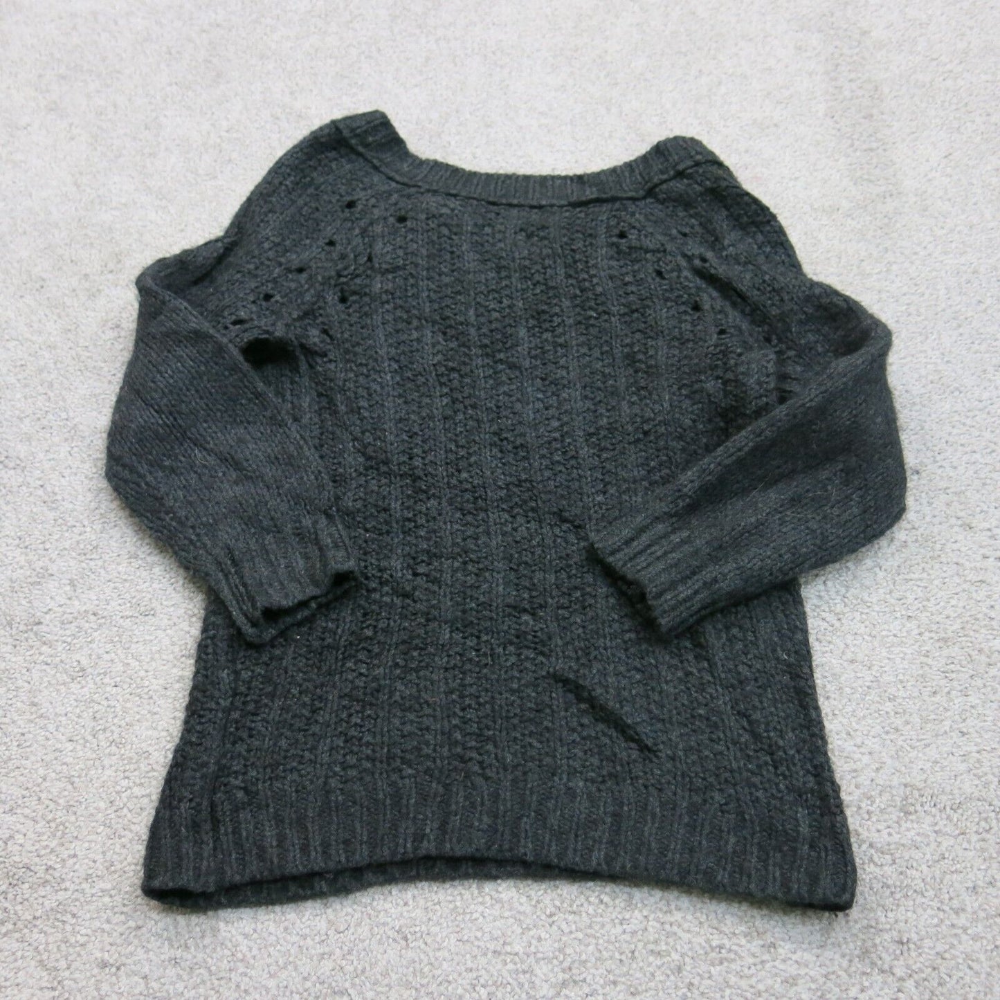 Ann Taylor Loft Womens Sweater Knitted Long Sleeve Round Neck Black Size XS