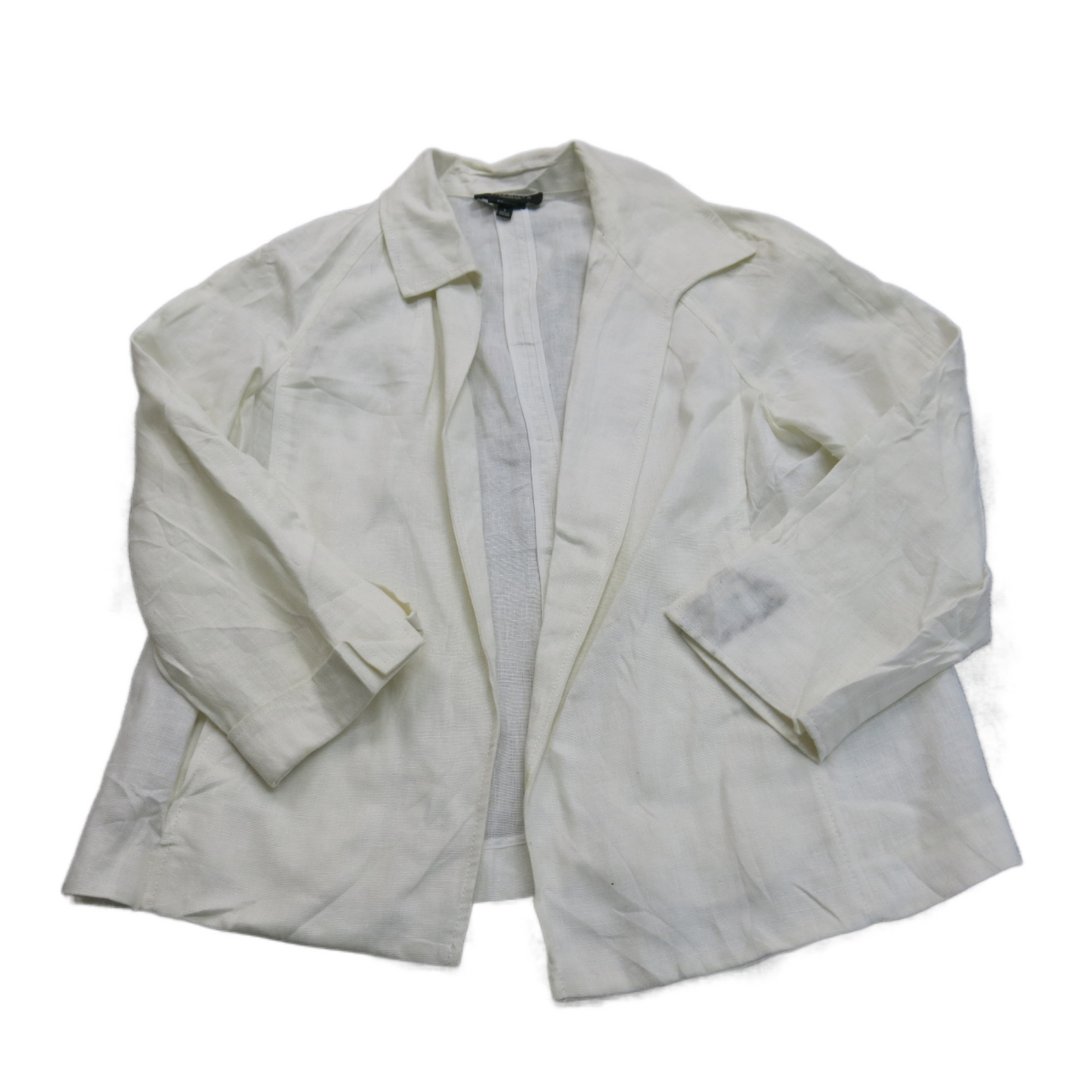 Talbots Womens Blazer Coat Open Front Long Sleeve Pockets White Size Large