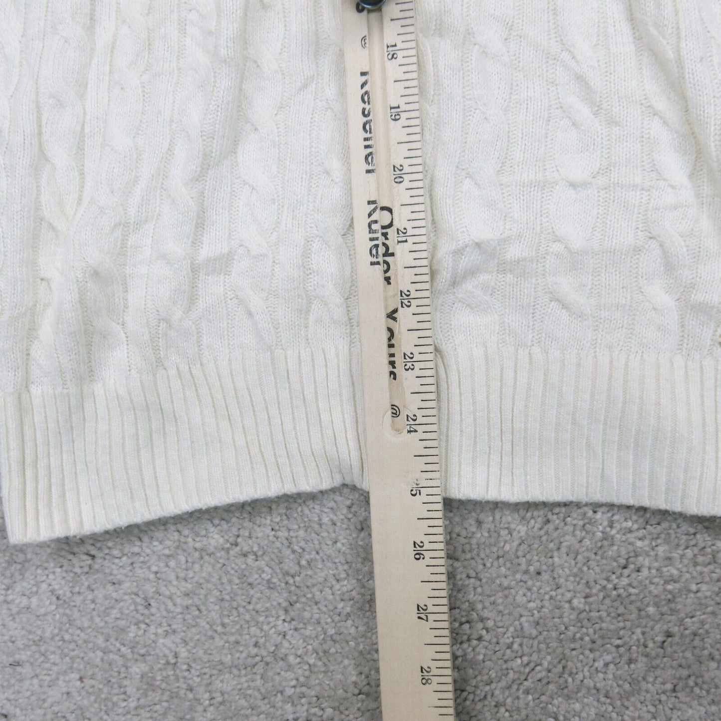 Tommy Hilfiger Womens Pullover Sweater High Neck Shoulder Button White SZ Medium