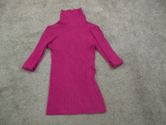 Express Womens Pullover Knitted Sweater High Neck Long Sleeve Pink Size Medium