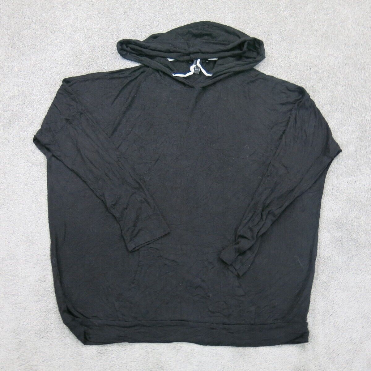 Forever 21 Womens Drawstring Hoodie Kangaroo Pocket Long Sleeve Black Size Small
