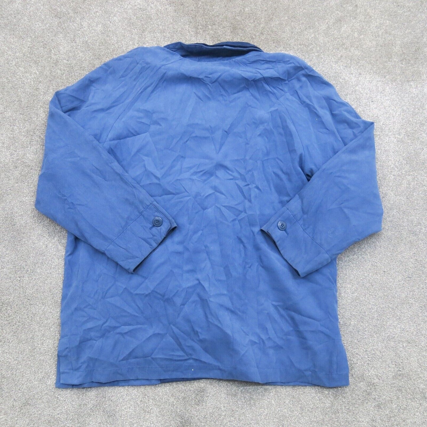 London Fog Womens Blouson Jacket Full Zip Up Zipper Pockets Solid Blue Size XL