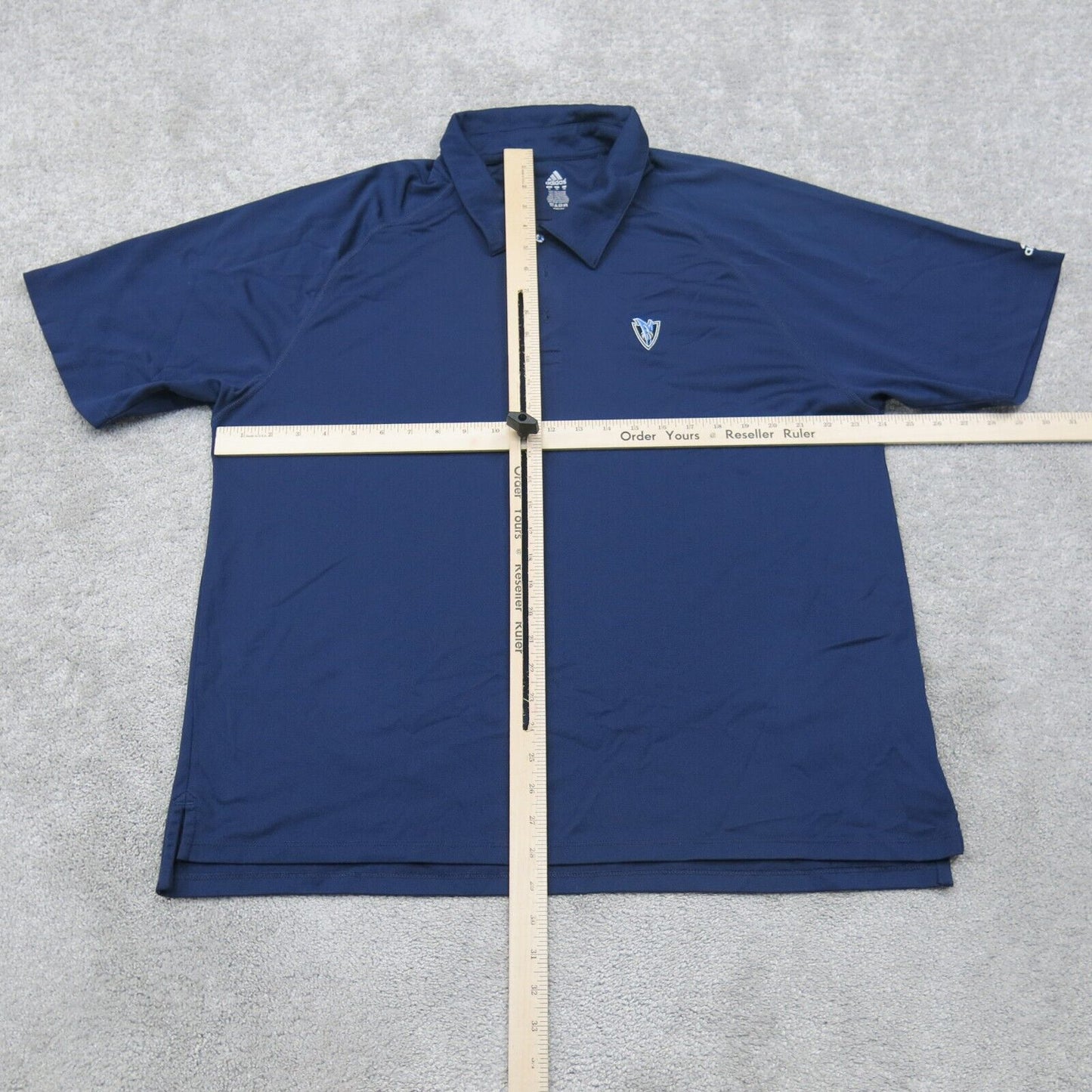 Adidas Mens Polo Shirt Short Sleeves Logo Navy Blue Size X Large