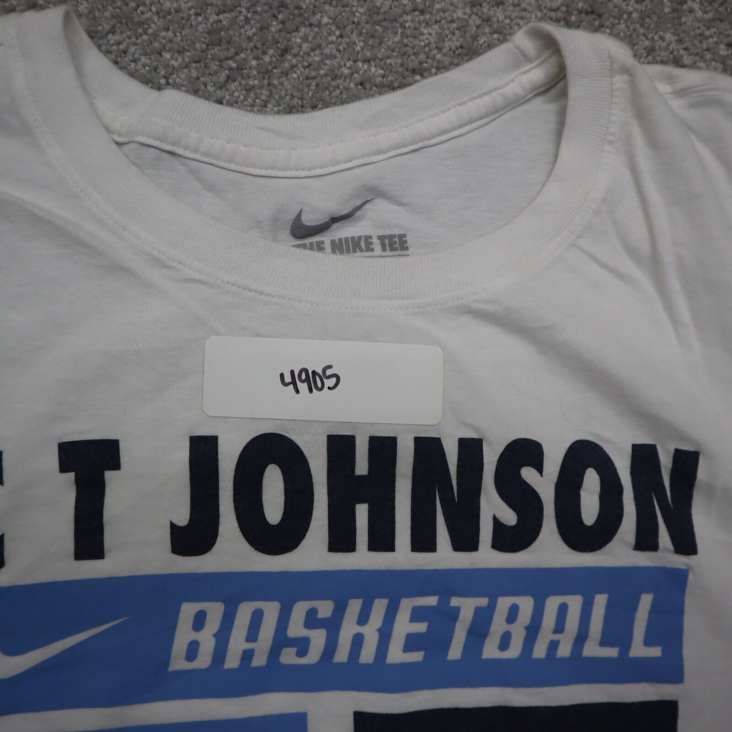 Nike Sports T-Shirt Youth Boys Large Cream Graphic CT JOHNSON Basketball T-Shirt