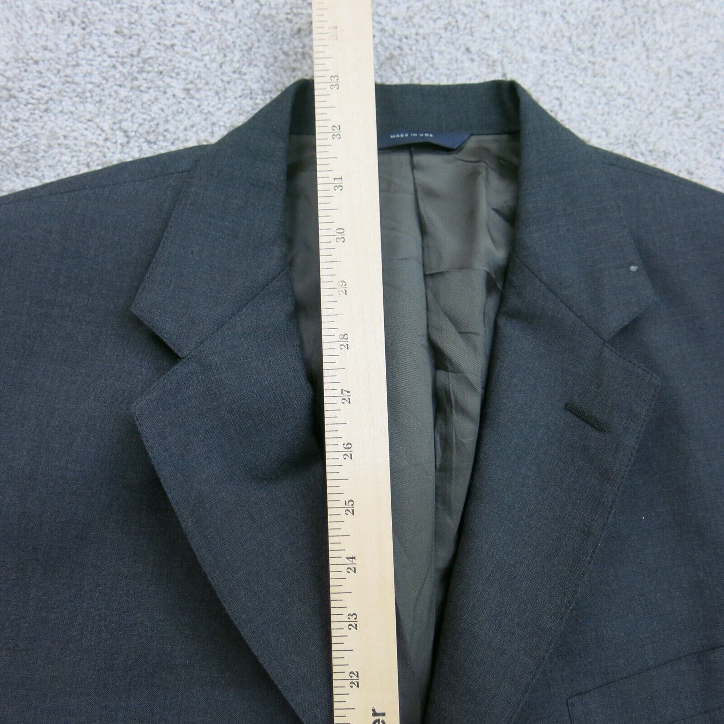 Brooks Brother Mens Blazer Coat Single Breasted 100% Wool Black Size 45 Reg