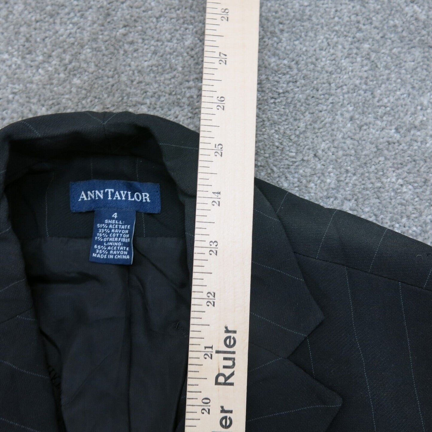 Ann Taylor Women Blazer Coat Long Sleeve Single Breasted Pocket Cotton Black 4