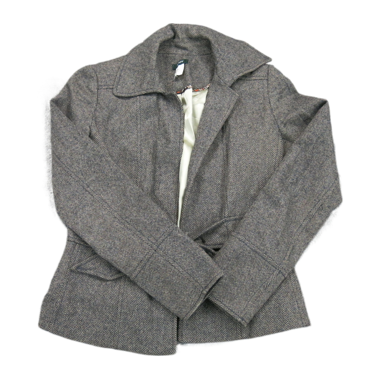 J. Crew Womens Trench Coat Jacket Tie Waist Long Sleeves Gray Size 0
