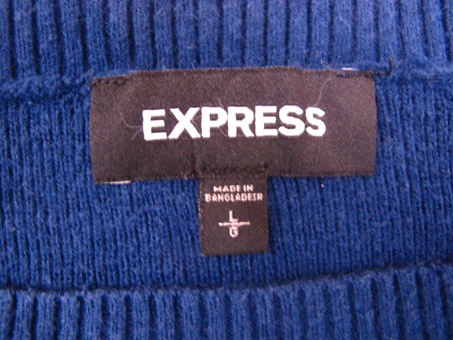 Express Womens Pullover Sweater Knitted Long Sleeve Crew Neck Blue Size Large