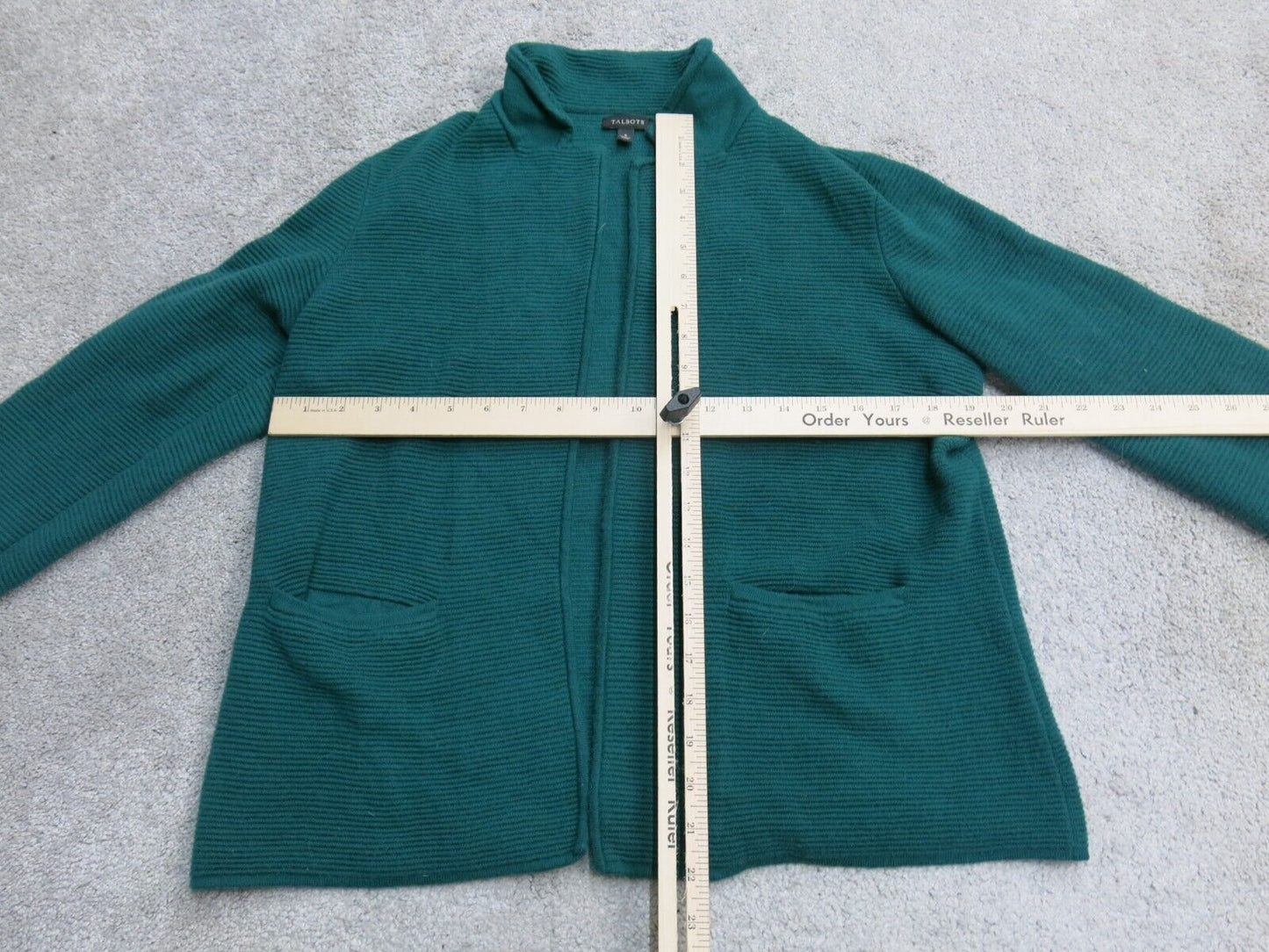 Talbots Womens Cardigan Knitted Sweater Long Sleeves Teal Green Size Small